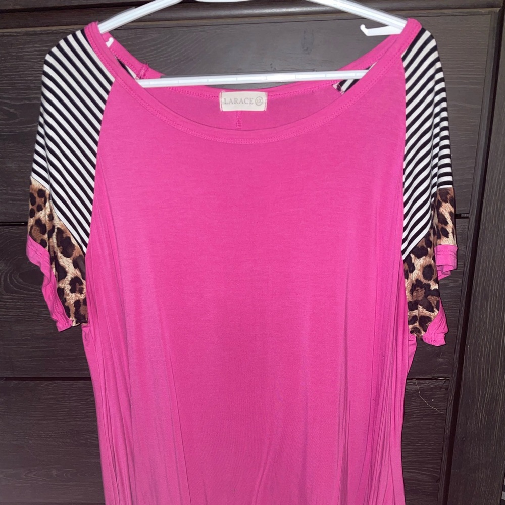 LARACE Leopard Print Top Short 3X Tunic Striped Long Tee Shirt for Leggings